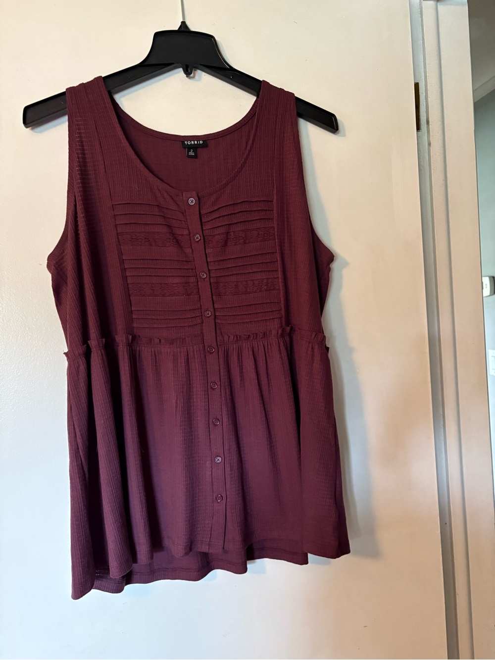 torrid Burgundy Button-Front Peplum Tank Top